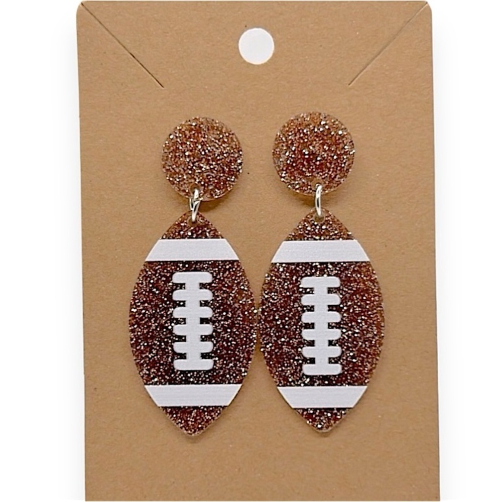 Glitter Acrylic Football Earrings